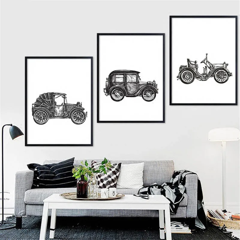Classical-Old-Car-Motorcycle-Painting-Canvas-Art-Prints-Poster-Abstract-Sketch-Wall-Pictures-For-Home-Bedroom (2)