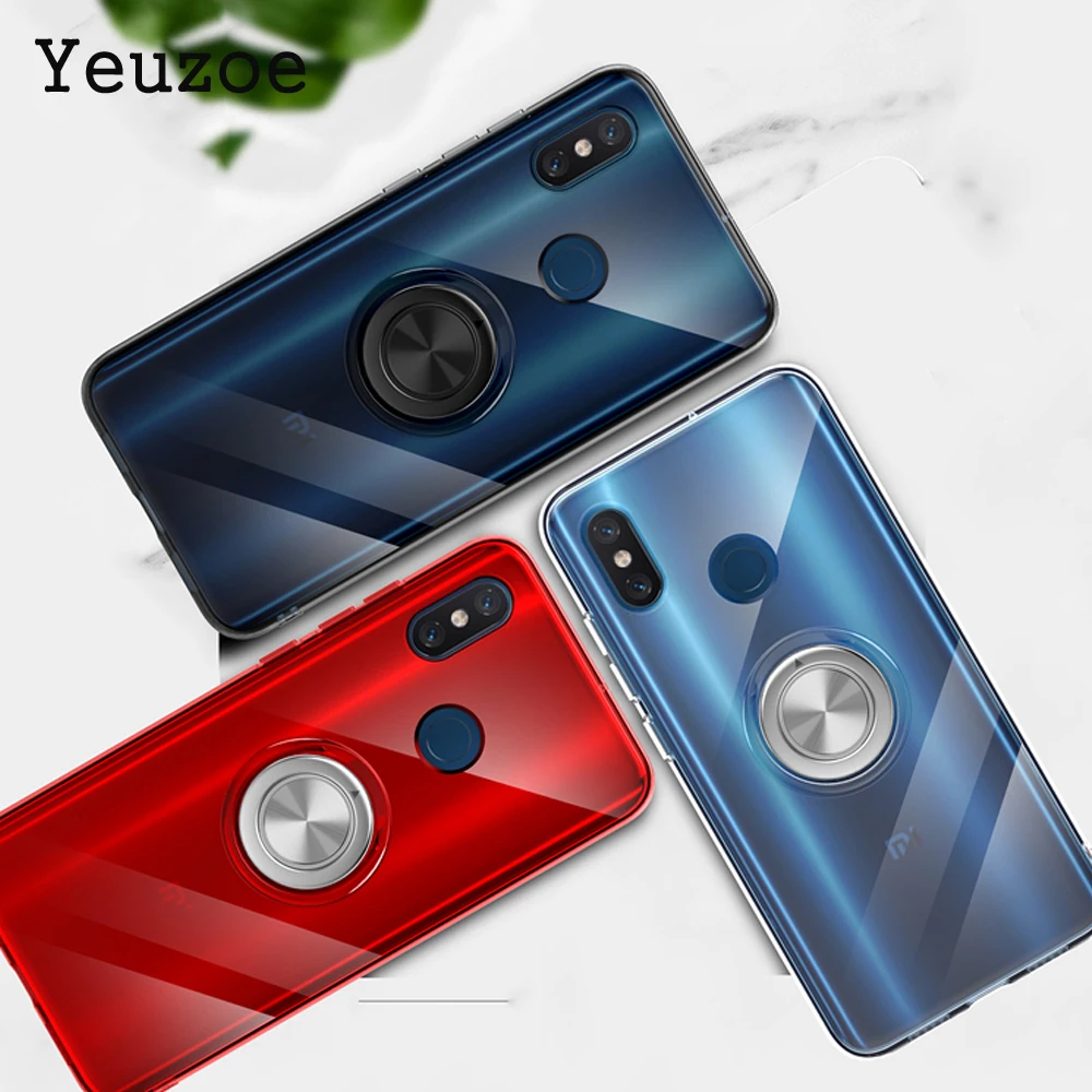 

Yeuzoe For Xiaomi mi 8 lite Case Transparent Metal Ring Holder Magnetic fundas For xiaomi Mi 8 Explorer MI8 Phone case housing
