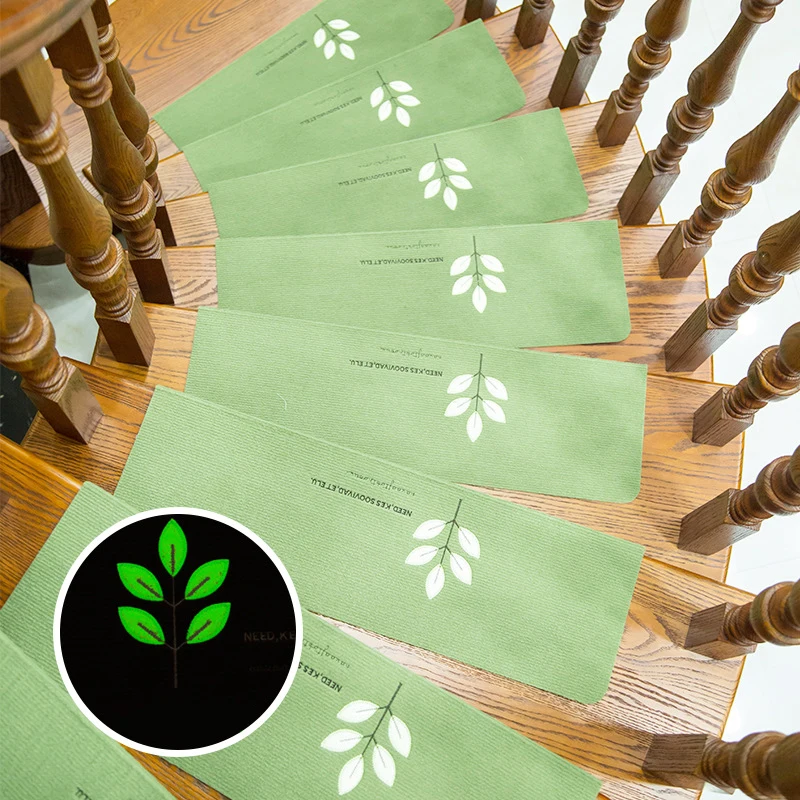 1Pcs Home Luminous Self-adhesive Non-slip Floor Staircase Carpets Flowers Grass Pattern Stair Treads Protector Mats Decoration