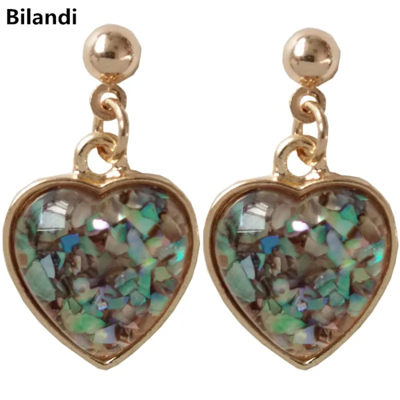 

Lovely Design Resin Shell Heart Drop Earrings For Woman Imitation Jewelry
