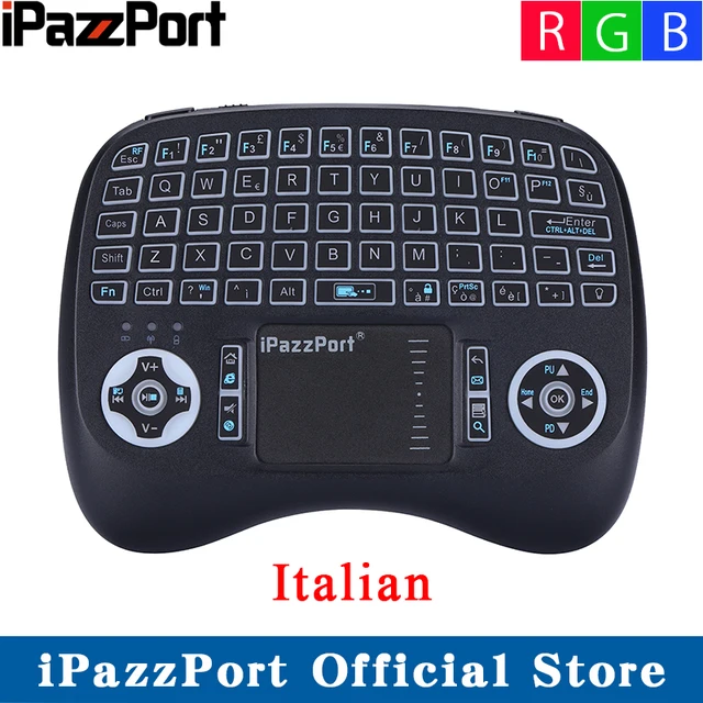 Special Offers iPazzPort 21TL RGB Backlit Italian 2.4GHz Wireless Keyboard Air Mouse with Touchpad For Android TV Box, Mini PC, Raspberry Pi3
