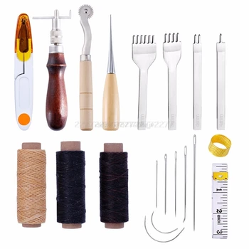 

20pcs/set Thimble Kit Craft Leather Kit Sewing Needles Threading Tools For Hand Sewing Seam DIY Stamping A22 19 Dropship