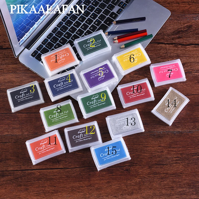 

PIKAALAFAN 15 colors DIY Scrapbooking Vintage Crafts Ink pad Colorful Inkpad Stamps Sealing Decoration Stamp Toy