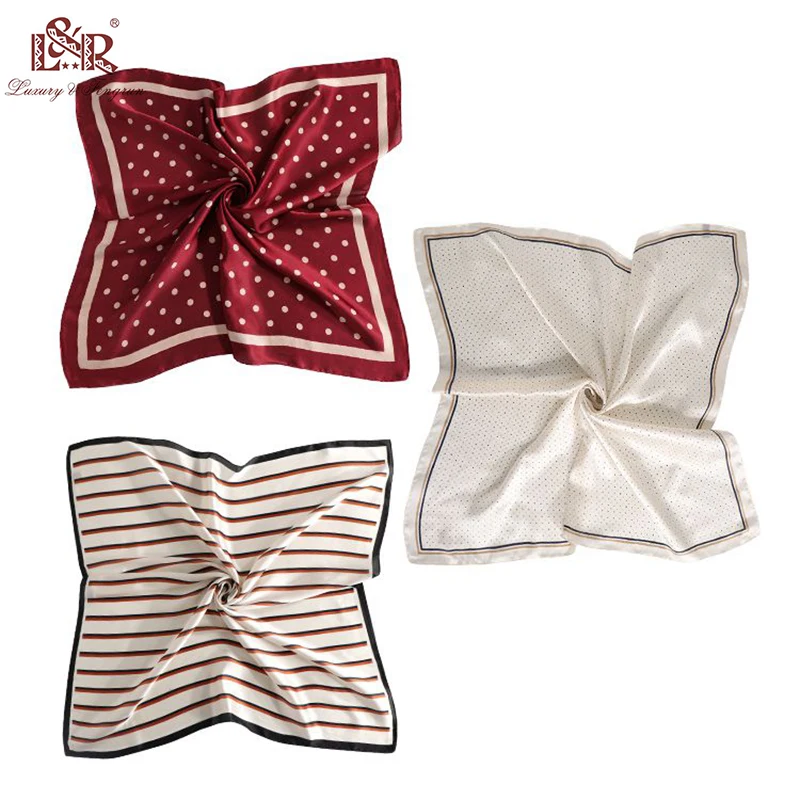 

3pcs 70*70cm New Elegant Women Square Silk Head Scarf Satin Neck Scarf Skinny Dot Retro Hair Tie Band Small Fashion Hijab Scarf