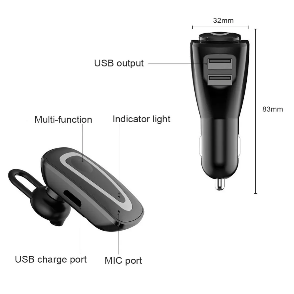 Гарнитура Bluetooth наушники с 2 в 1 автомобиль Зарядное устройство для iPhone 5S 6s 7 для samsung S7 S8 телефона Android USB Зарядное устройство адаптер