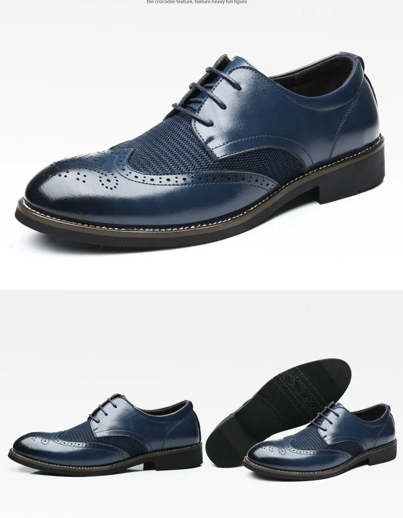 Кожа высокого качества Для мужчин дышащие полые сетки Бизнес FormalWedding Повседневное обувь с заостренным носком Для мужчин Оксфорд большой размер OO-82