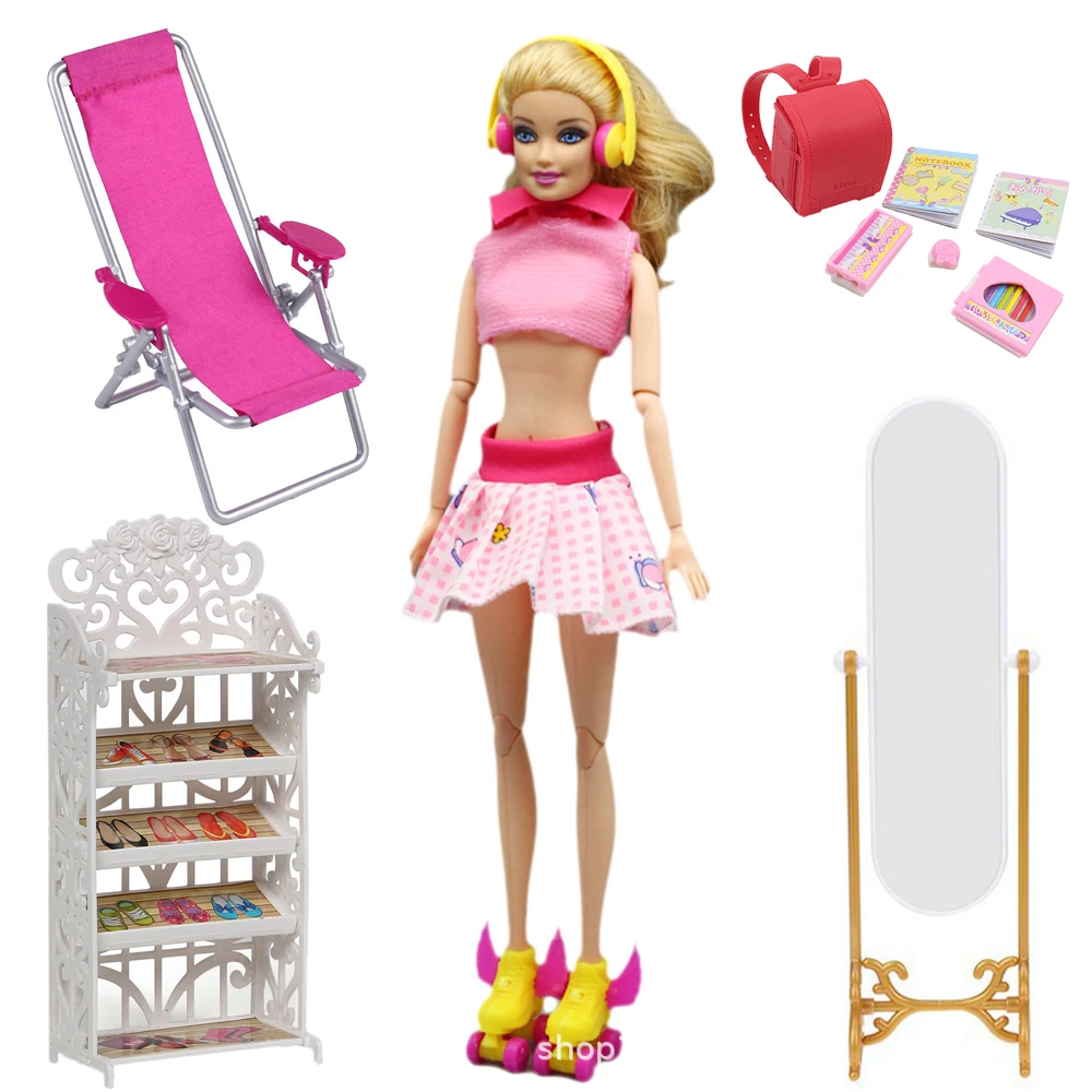 Hot Fashion Doll Accessories for Barbie Dollhouse Doll Satchel Bag Skates Shoe Rack Beach Chair Sofa Clothes Stand Holder BJD Hot Fashion Doll Accessories for Barbie Dollhouse Doll Satchel Bag Skates Shoe Rack Beach Chair Sofa Clothes Stand Holder BJD
