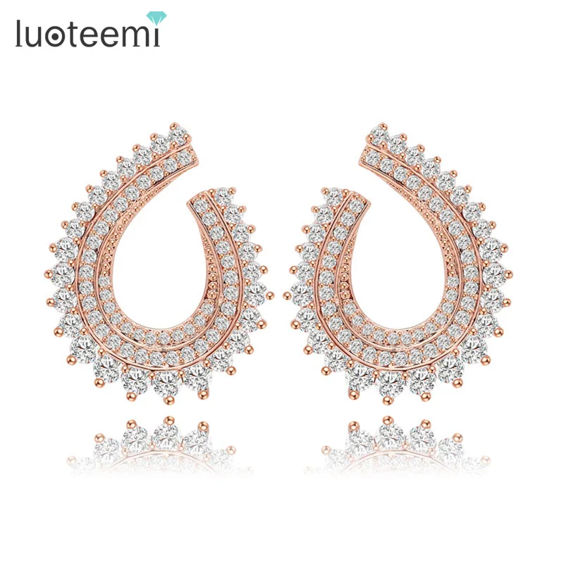 

LUOTEEMI Jewelry Store New Design Elegant Female Long Big Dangle Earrings Micro Pave Cubic Zircon Cluster Drop Brincos for Women
