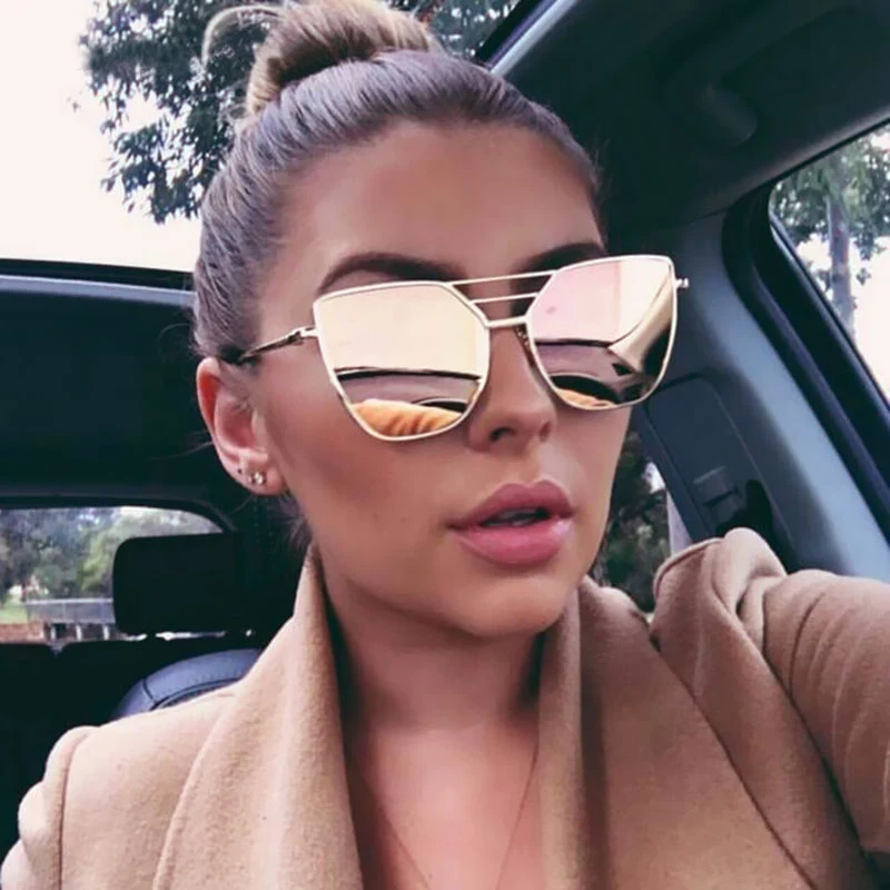 

New Fashion Women Sunglasses Classic Brand Designer Men Coating Vintage Mirror Square Flat Panel Lens Sun Glasses UV400