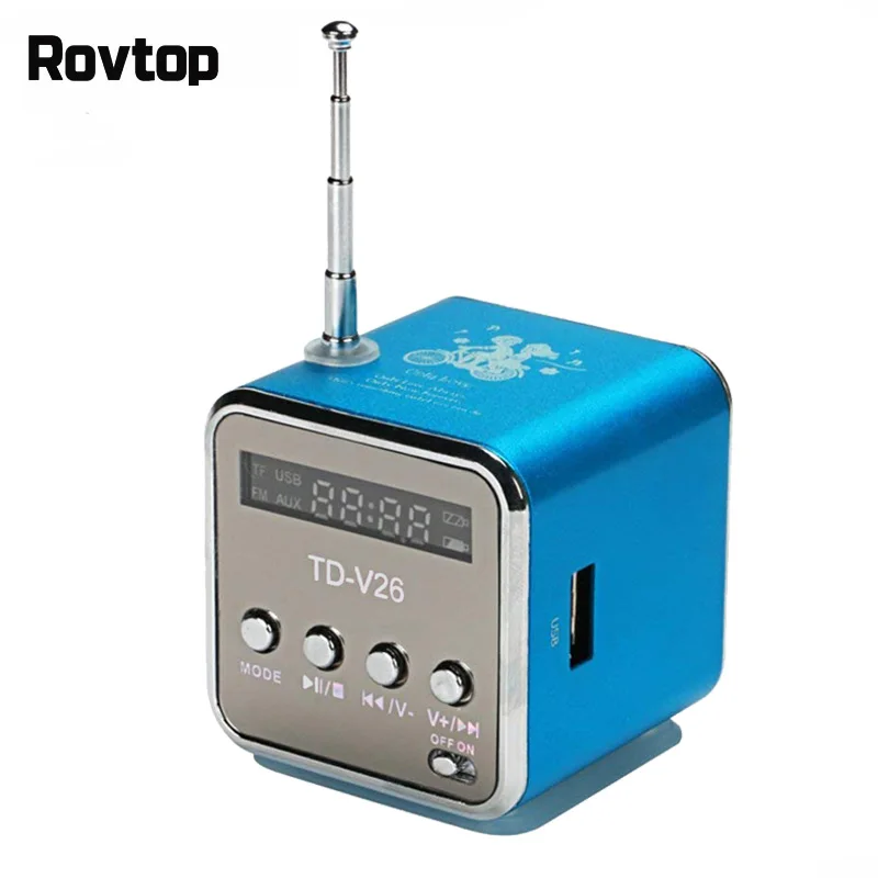 

Rovtop Portable TD-V26 Digital FM Radio Speaker Mini FM Radio Receiver With LCD Stereo Loudspeaker Support Micro TF Card