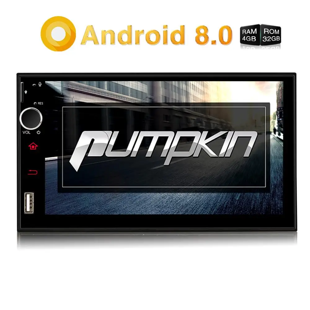 Pumpkin 2 Din 7'' Android 8.0 Universal Car Radio No DVD Player GPS 4G