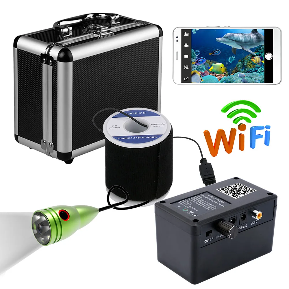 PDDHKK Wifi беспроводной визуальный видео рыболокатор камера без монитора с 6 шт. 1 Вт белыми светодиодами для льда морской речной рыбалки - Цвет: WIFI-F002-30M