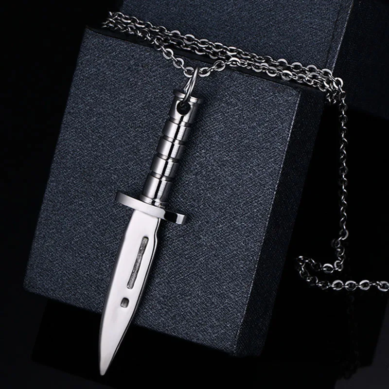 New Arrival Punk Stainless Steal Dagger Neckalce Trendy Simple Pendant & Necklace For Men Best Friend Gift (JewelOra PE101352)