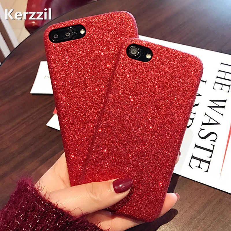 Kerzzil Bling Glitter Shining Red PU Leather Soft Case For