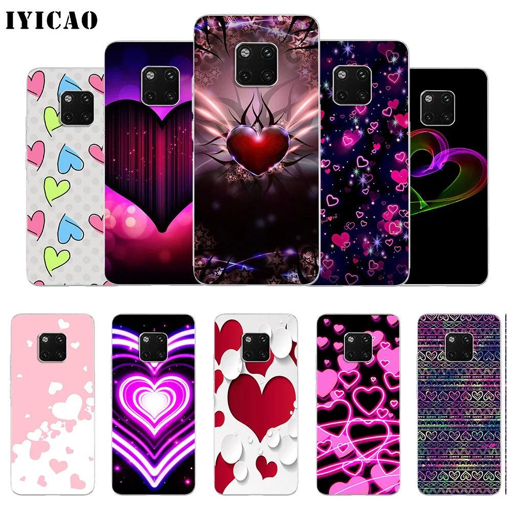 Мягкий силиконовый чехол для телефона IYICAO neon love hearts Huawei Mate 10 20 Lite Pro Nova 2 2i 3 3i 4
