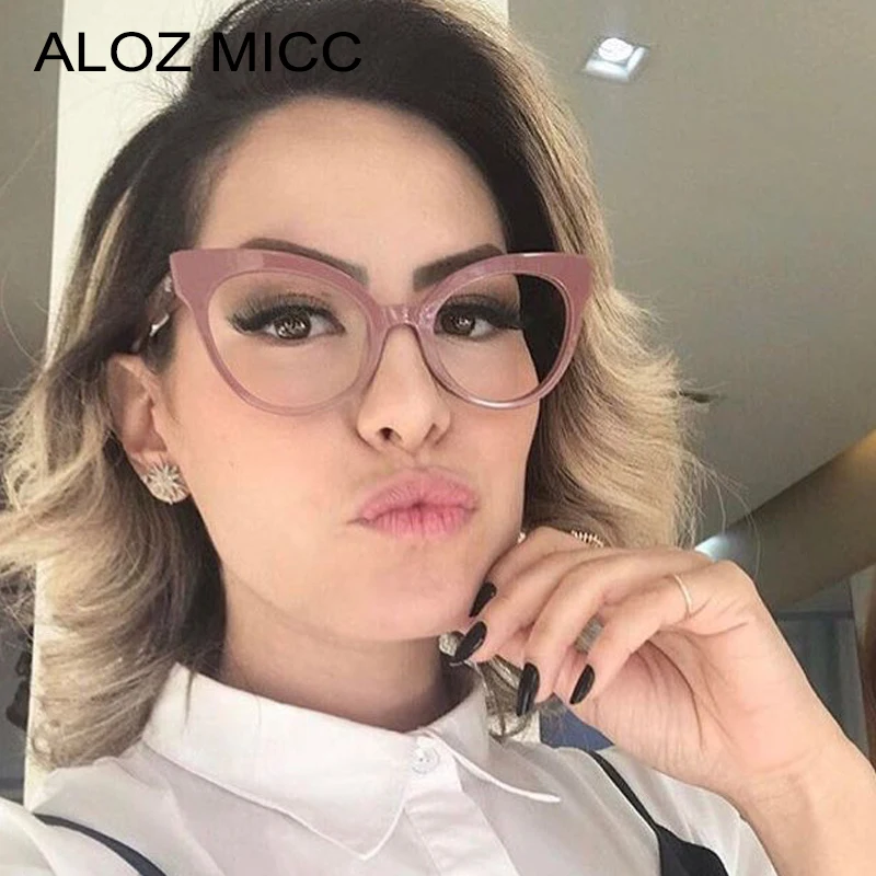 

ALOZ MICC Retro Clear Glasses Frame Women High Quality Optical Eyeglasses Brand Deaign Cat eye Clear Lens Glasses Q240