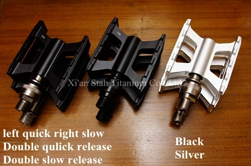 

Titanium TC4 Spindles Axle with Aluminum Pedals Left qulick Right Slow 194g Quick released Version 214g lubricating for Brompton