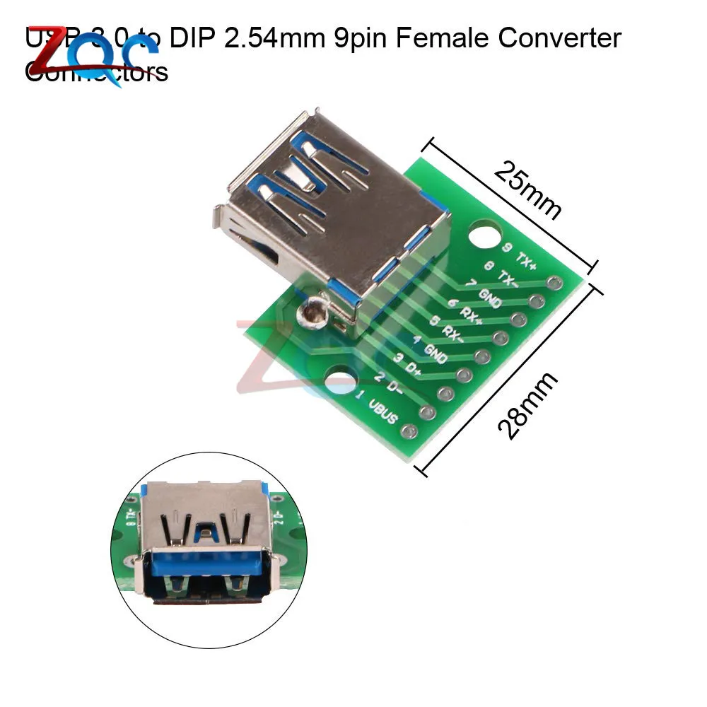 Female USB 3.0 Micro Mini USB A Male USB 2,0 3,0 A Female USB B разъем интерфейс для 2,54 мм DIP PCB конвертер адаптер коммутационная плата - Цвет: Female USB 3.0
