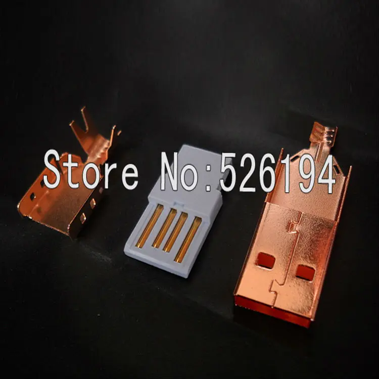 

Free shipping one set Tellurium copper Rose Gold Plated USB A + USB B Type A-B Plug For DIY USB Cable