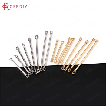 

(B032)20 pieces 2/2.5/3/3.2/3.5/4CM 24K Gold Color Plated Brass 2 Holes Round Connect Rod Charms Diy Jewelry Accessories