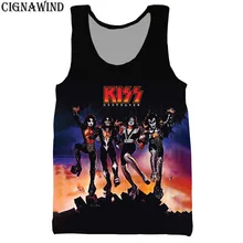 Модный крутой бандажный жилет в стиле хип-хоп рок-поцелуй для мужчин/женщин с 3D принтом, жилеты, повседневные топы в стиле Харадзюку для бодибилдинга, уличная одежда