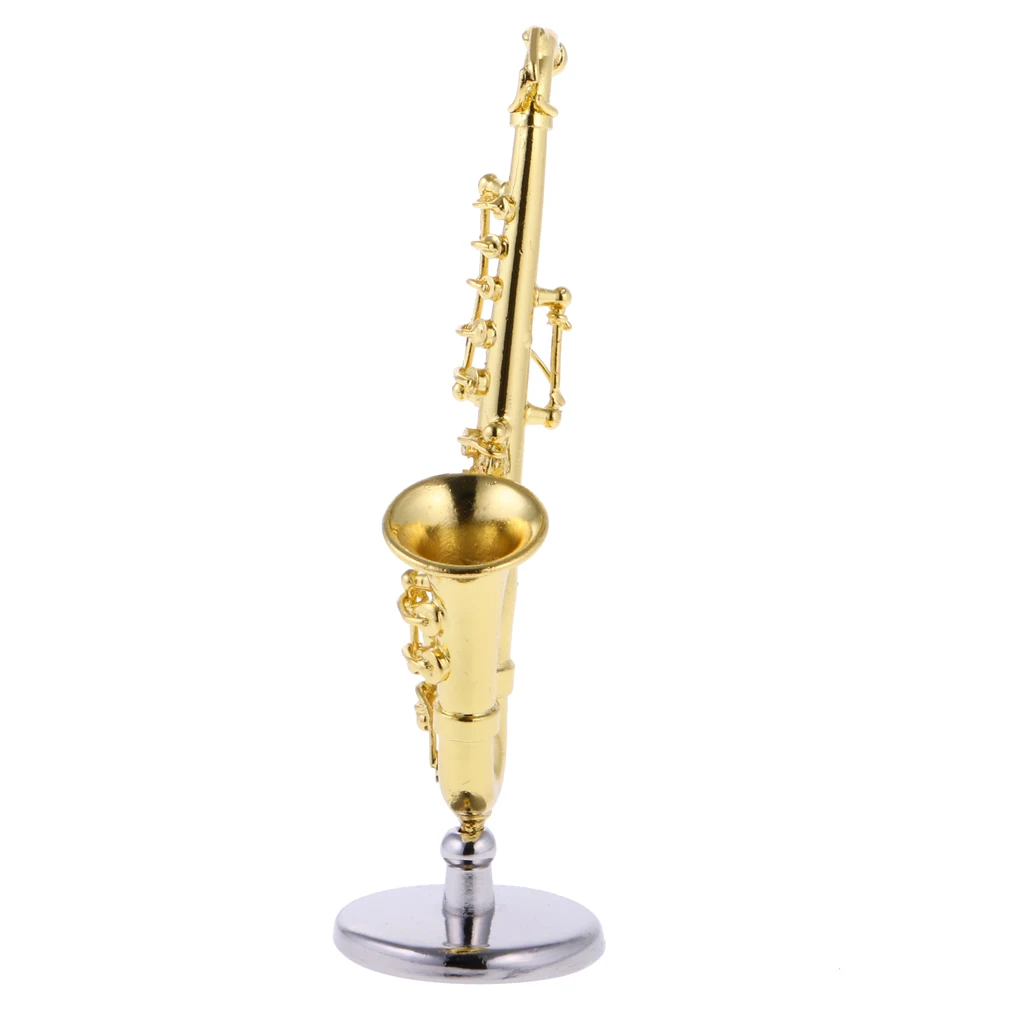 Dollhouse Miniature Realistic Saxophone, Meatal Music Instrument Model, 1:12 Scale Doll Home Decor
