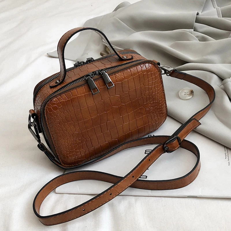 

LJL-Stone Pattern Crossbody Bags For Women Fashion Small Solid Colors Shoulder Bag Female Handbags And Purses With Handle