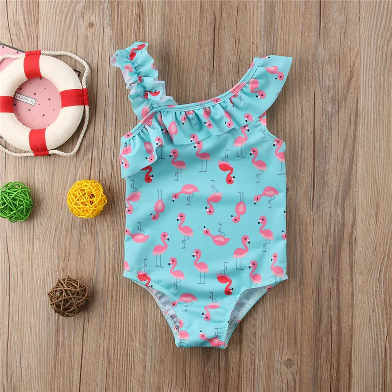 Летний цельный купальный костюм с принтом фламинго для новорожденных девочек; одежда для купания для девочек; Traje De Bano De Las Chicas