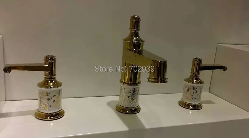 Acheter Or clour 8 polegada généralisée salle de bains lavabo évier robinet mitigeur navire gratuit en céramique robinet