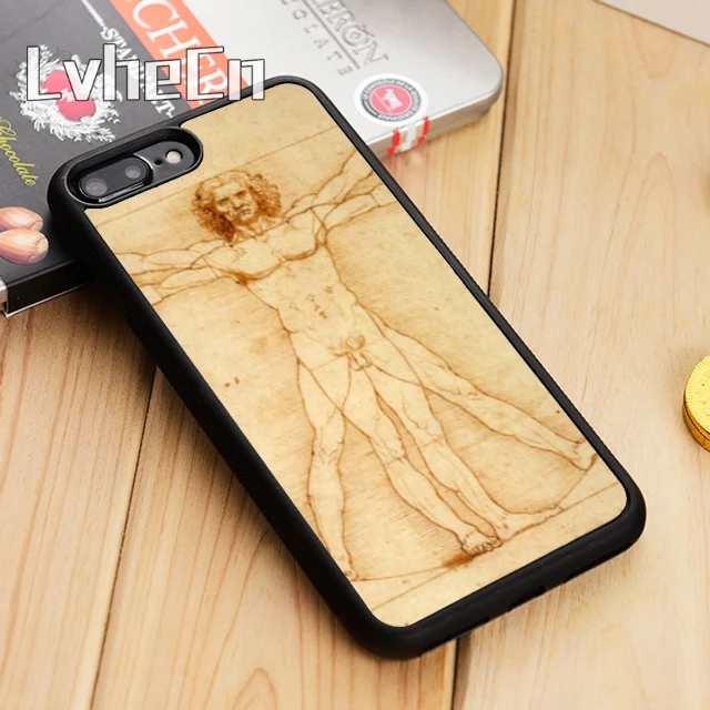 LvheCn Da Vinci Vitruvian Man History Quirky Phone Case For iPhone 11 12 Pro X XR XS MAX 5 6S 7 8 Plus samsung s7 s8 s9 s10 | Мобильные
