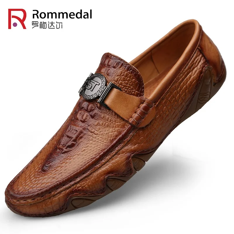 

Rommedal crocodile skin loafer shoes men genuine leather slip-on moccasins handmade man casual shoes drive walk luxury leisure