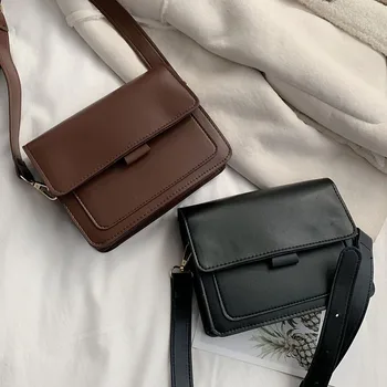 

Women Small Handbags Fashion Lady 2019 Square Simple Wide Shoulder Strap Organ Shoulder Bags Messenger Big Bag