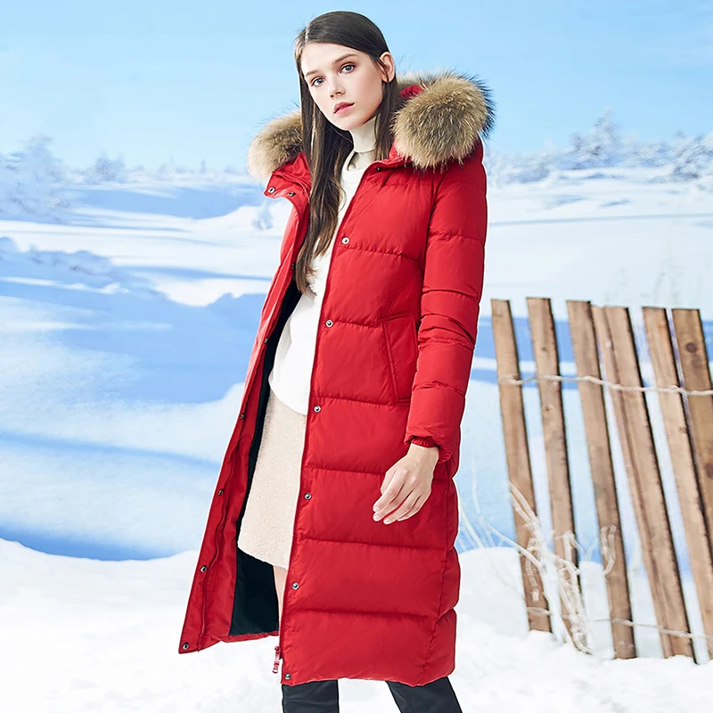 High Quality 2018 Winter Women Long Down Coat High-end Down Jacket Elegant Loose Thick Warm Coat White Goose Down Female Jacket