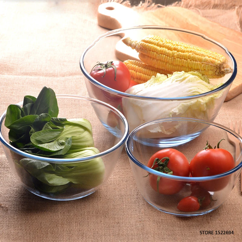 

Reinforced Glass Bowl Salad Serving Bowl Prepware Glass Mixing Bowl Clear Salad Mixing Serving Container Quality Round Servers