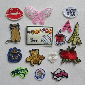 

fashion style brand new trendy cartoon patter hot melt adhesive applique embroidery thread DIY accessories patches stripes
