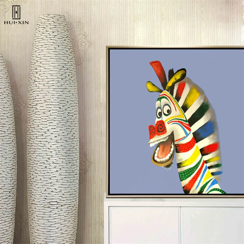 Animation comic unique creative  Intense Colors Animal combination canvas printing poster for children's home wall decor