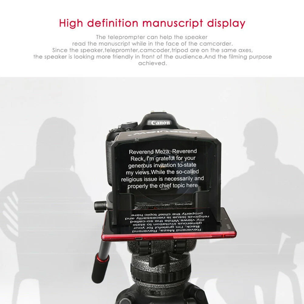 

T1 Teleprompter Set Easy Operate Practical With Adapter Ring Forum Phone Use Mini Interview DSLR Camera Portable ABS