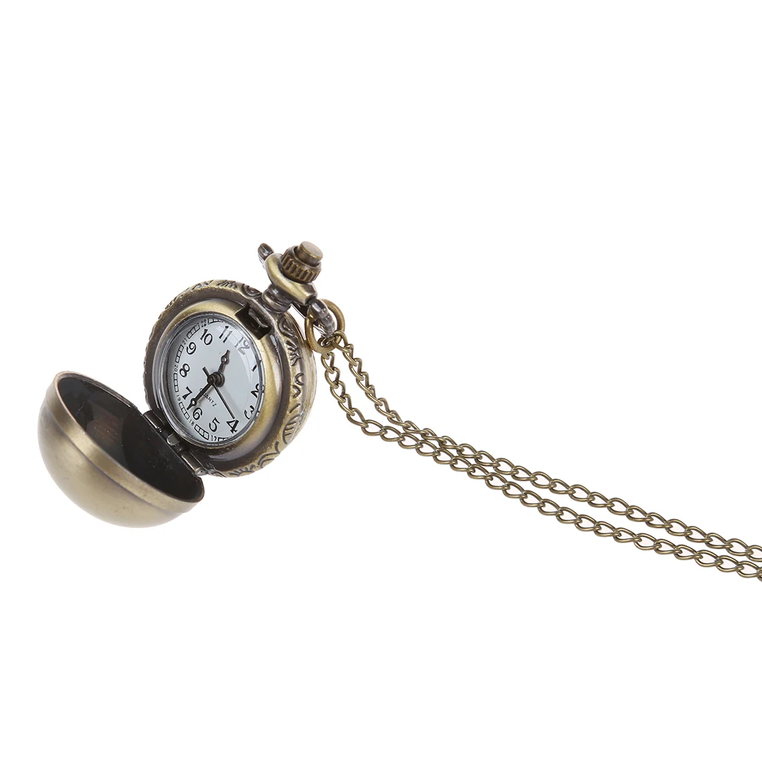 

Retro Ball Metal Quartz Necklace Pendant Chain Pocket Watch ,3color