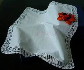 

Hight quality 100% cotton white crochet lace handkerchief handmade handkerchief free shipping