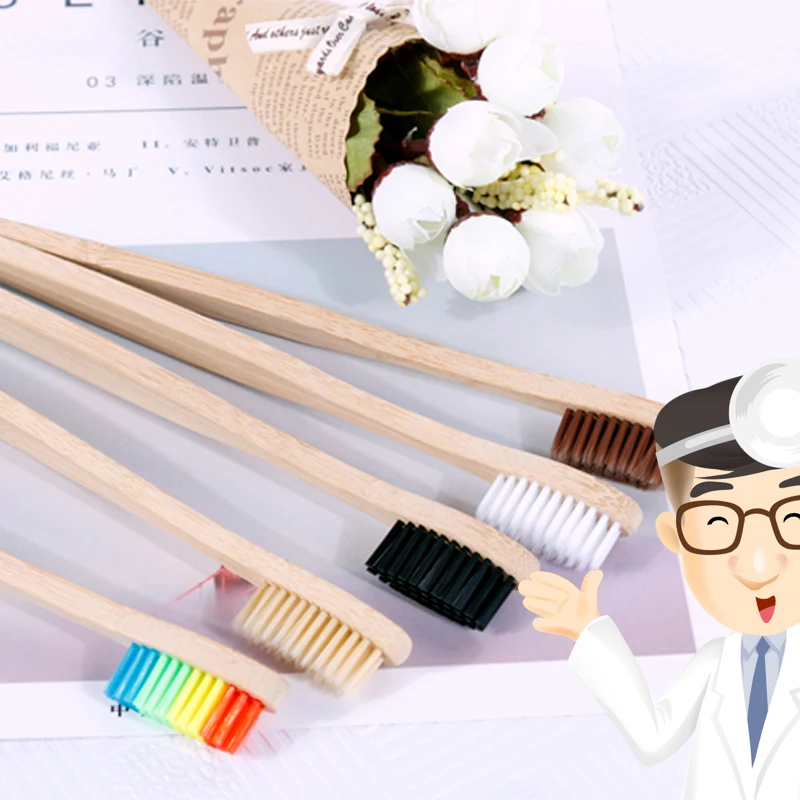 OSHIONER красочная Экологически чистая зубная щетка с бамбуковой ручкой мягкая