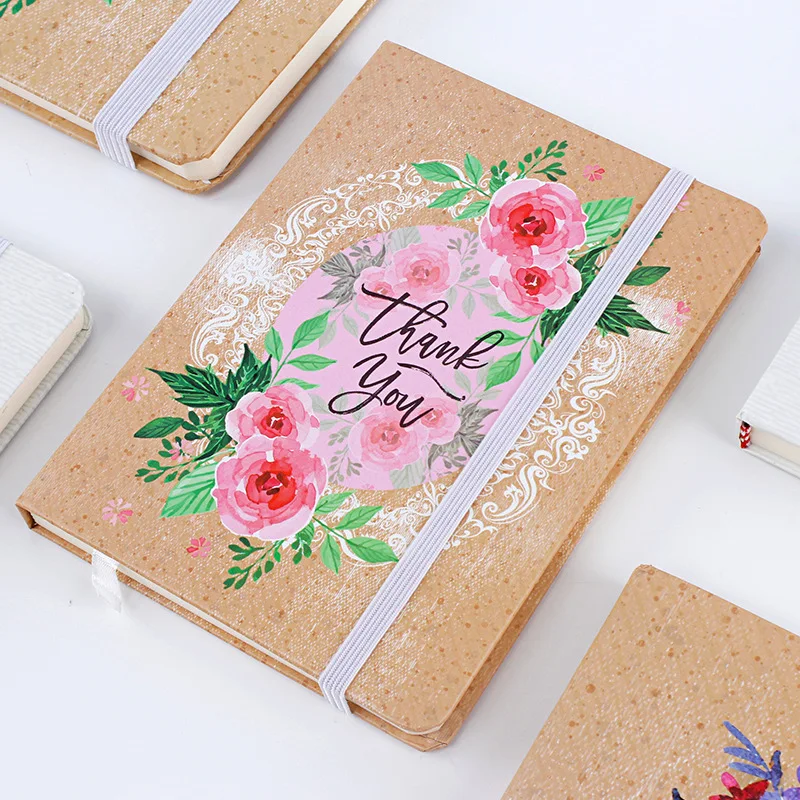 

Hard Cover A5 Creative Hand-painted Flowers Notebook Student Stationery Dotted Bullet Journal Bujo