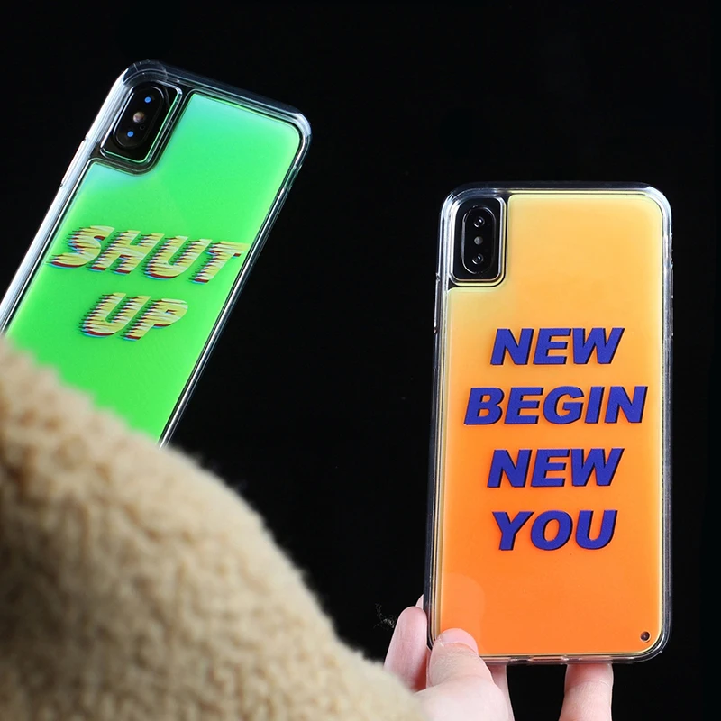 

Luxury Cool luminous color liquid quicksand soft phone case for iphone X XR XS MAX 7 8 plus 6S candy cute bling Glitter cover