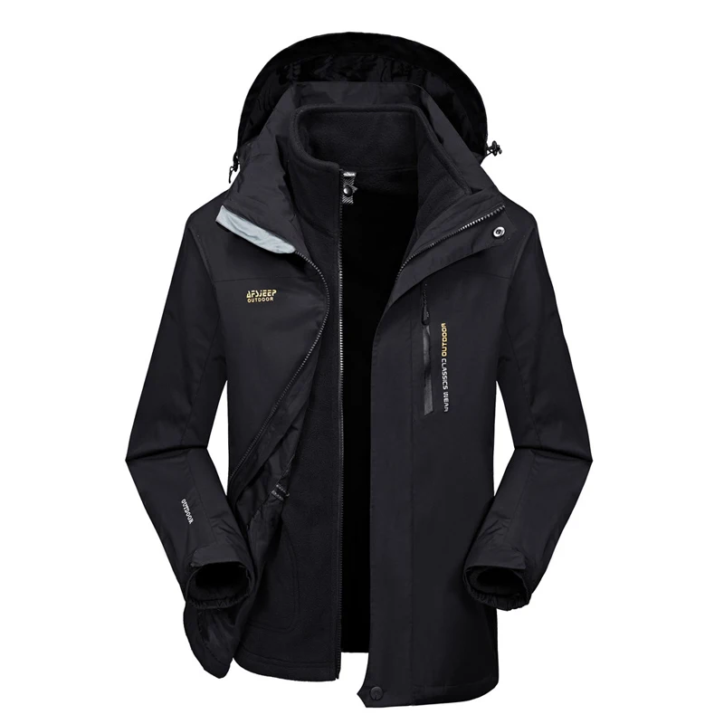 

AFS JEEP Men's Winter Jacket Fleece Liner Detachable Thermal Windproof Waterproof Outdoor Climbing Camping Hiking Jacket Men