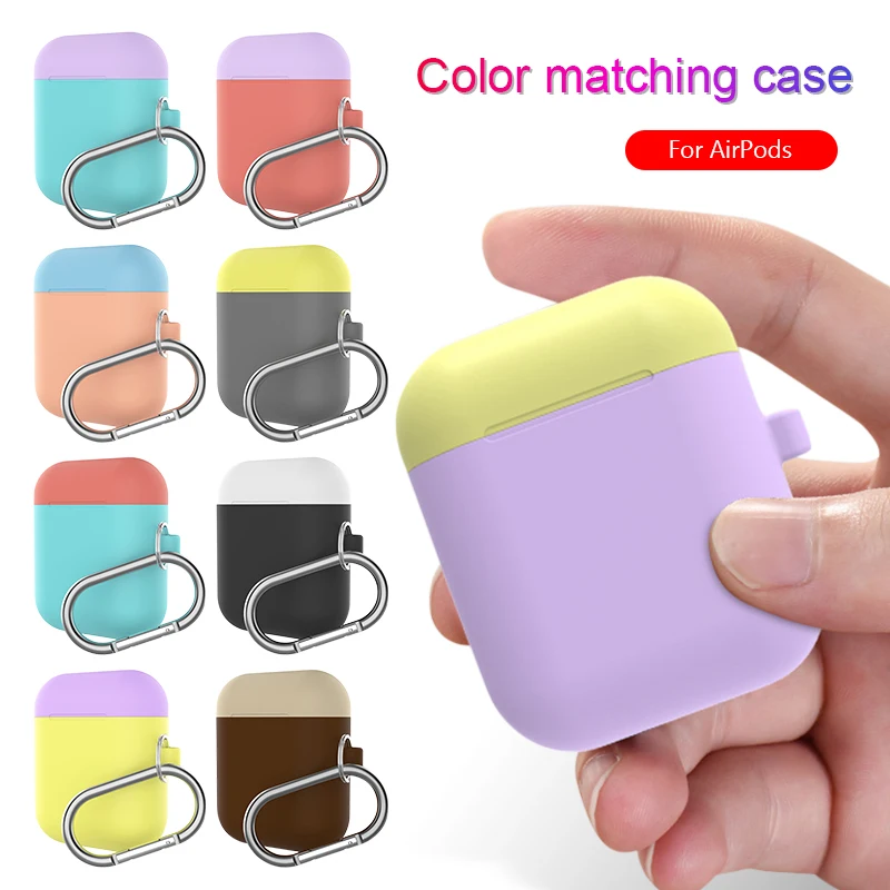 

Hit Color Soft Silicone TPU Case For Apple Airpods Protective Cover For AirPods Earphone Air Pods Headphone Split Color Cases