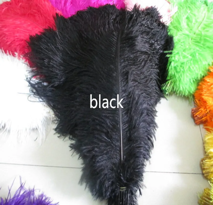 Wholesale 100pcs / lot Beautiful black ostrich feathers 12 14 inches / 30 35 cm Wedding