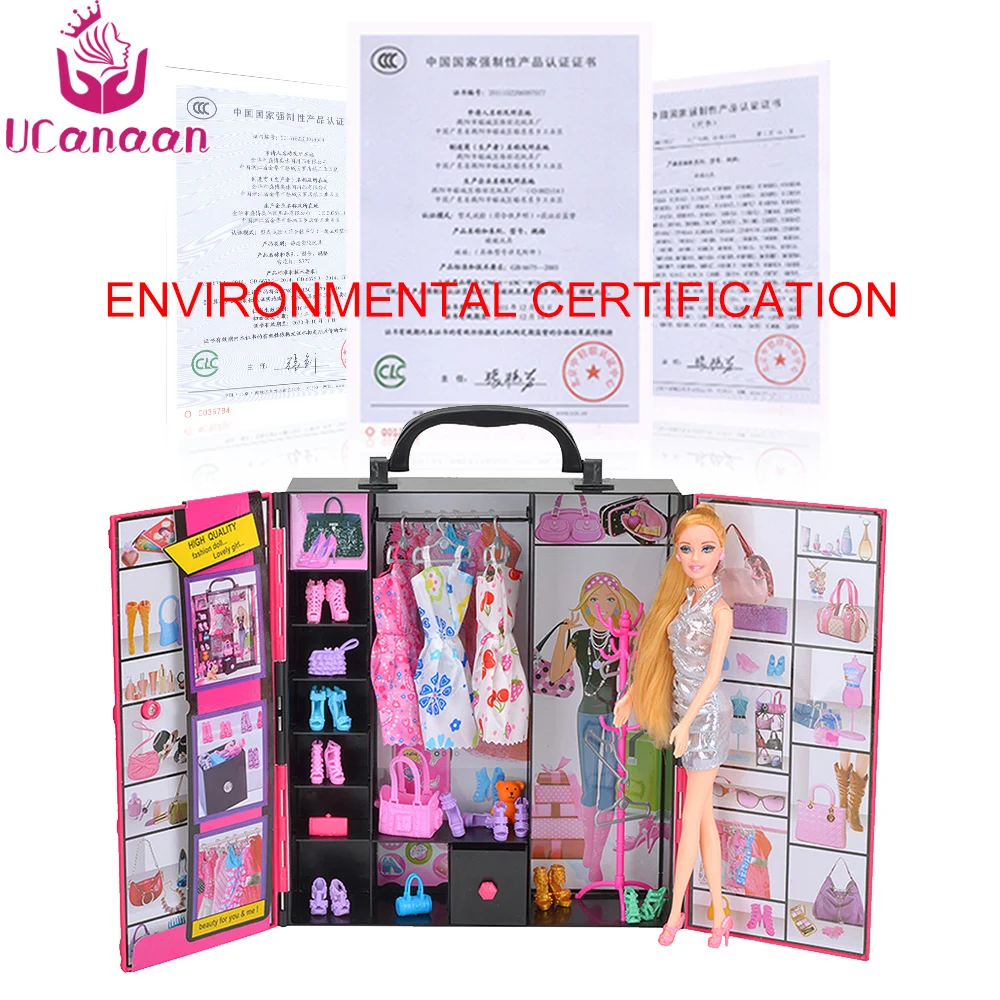UCanaan أزياء النهائي خزانة دمية أزياء الأميرة لعب مع الملابس اللباس خزانة دمية طقم هدايا للأطفال