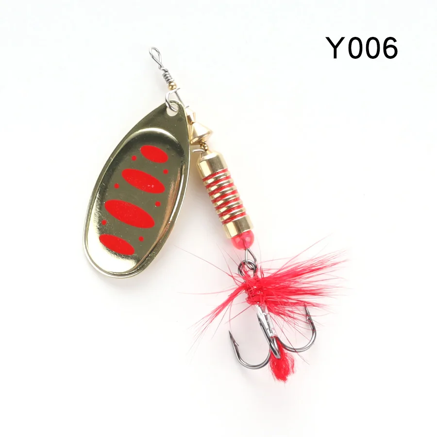 W.P.E New Spinner Lure Hard Bait 1pcs 6.5g/10g/13.5g Spoon Lure Metal Lure Feather Treble Hook Fishing Tackle Bass Fishing Pesca - Цвет: Y006