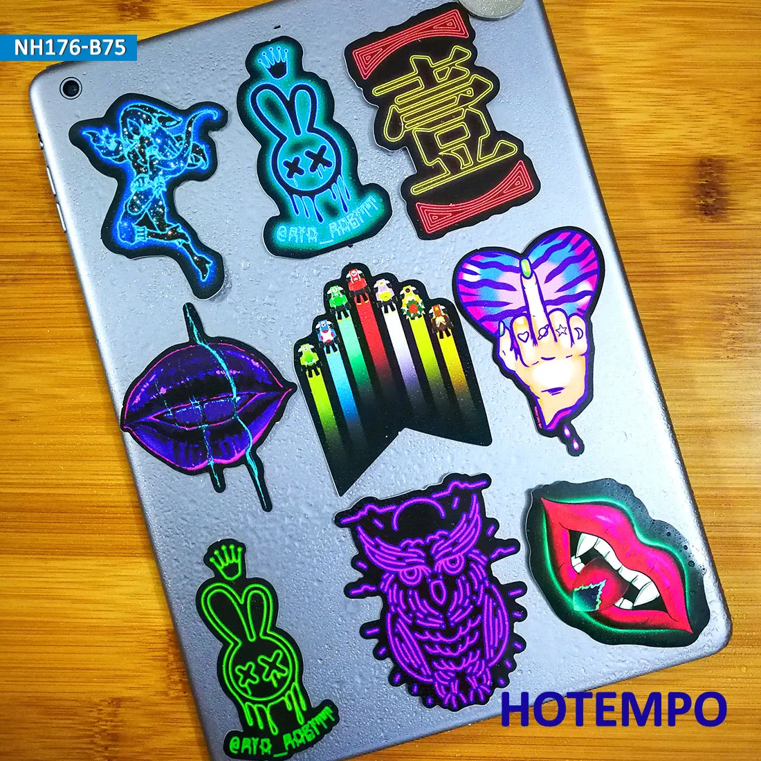 75pcs Color Neon Light Sticker Icon for Mobile Phone Laptop Luggage Skateboard Fixed Gear Bike Guitar Case Moto Decal Stickers