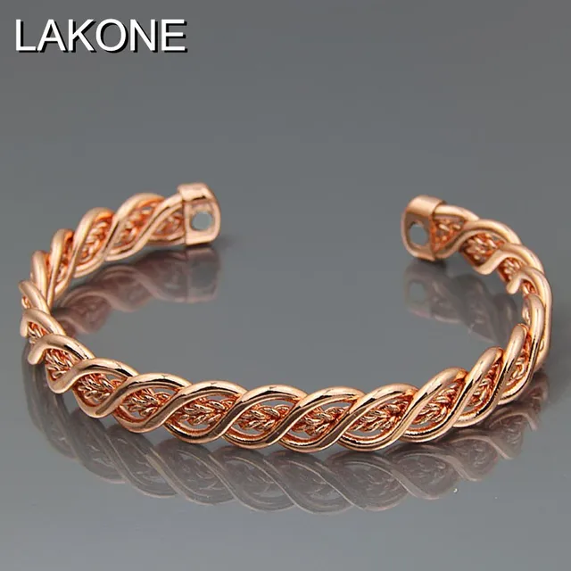 Pure Copper Magnetic Wrist Bangle Bracelet For Pain Relief Rheumatic Pure Copper Magnetic Wrist Bangle Bracelet For Pain Relief Rheumatic Arthritis Braided Rose Gold Color Men Women Cuff C02
