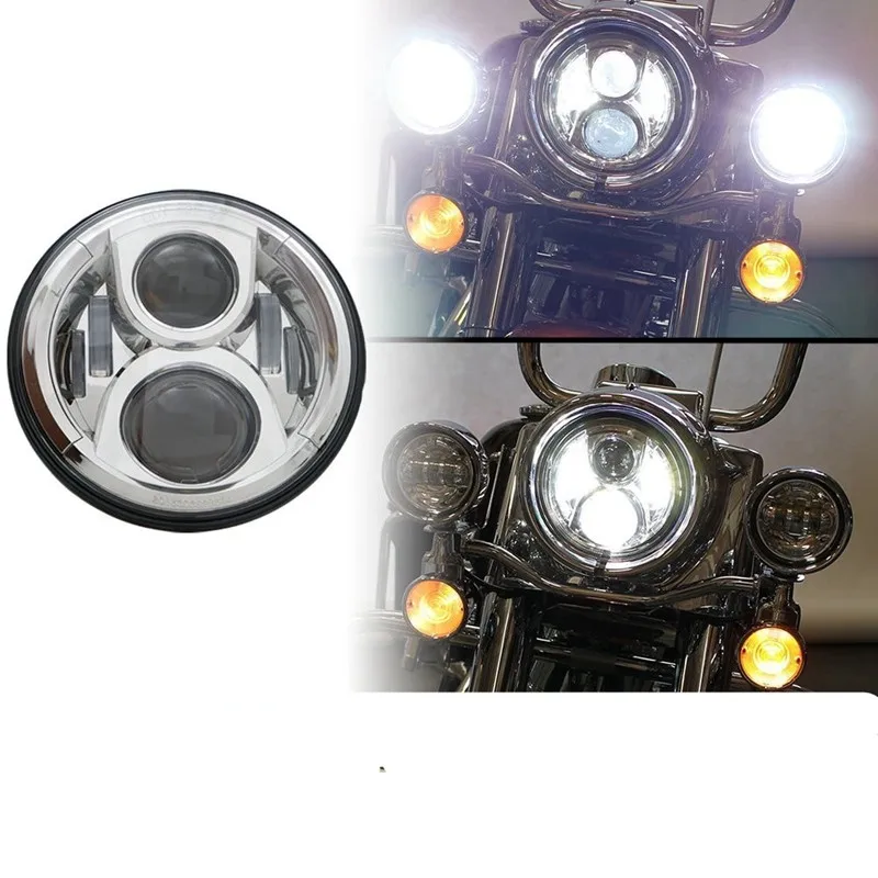 7inch  Round LED Headlight Kit 8700G2 Gen 2 Daymaker with Matching Passing Lamps & Adapter Ring (Chrome).jpg7